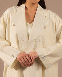 Off-White Embellished Blazer-style Abaya - Noētic