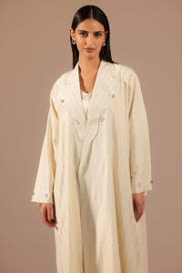 Off-White Embellished Blazer-style Abaya - Noētic