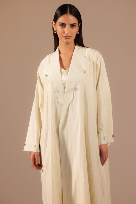 Off-White Embellished Blazer-style Abaya - Noētic