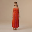 Orange Fish Print Lace-Up Cotton Dress - Noētic