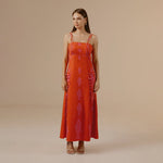 Orange Fish Print Lace-Up Cotton Dress - Noētic