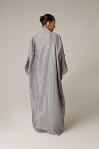 Organza Jaquard Hand Embellished Beaded Tassels Abaya Set - Noētic