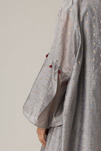 Organza Jaquard Hand Embellished Beaded Tassels Abaya Set - Noētic
