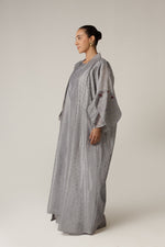 Organza Jaquard Hand Embellished Beaded Tassels Abaya Set - Noētic