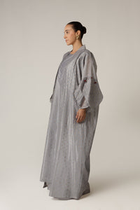 Organza Jaquard Hand Embellished Beaded Tassels Abaya Set - Noētic
