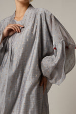 Organza Jaquard Hand Embellished Beaded Tassels Abaya Set - Noētic