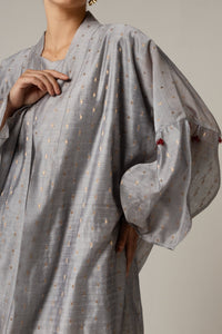Organza Jaquard Hand Embellished Beaded Tassels Abaya Set - Noētic