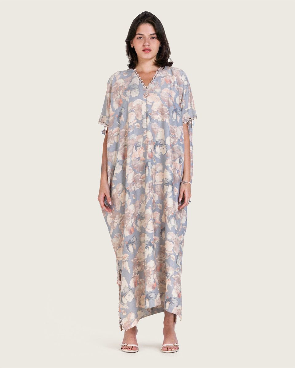 Pastel Blue-Pink Loose Everyday Kaftan - Noētic