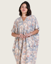 Pastel Blue-Pink Loose Everyday Kaftan - Noētic