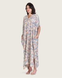 Pastel Blue-Pink Loose Everyday Kaftan - Noētic