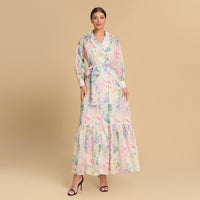 Pastel Floral Chiffon wrap Dress - Noētic