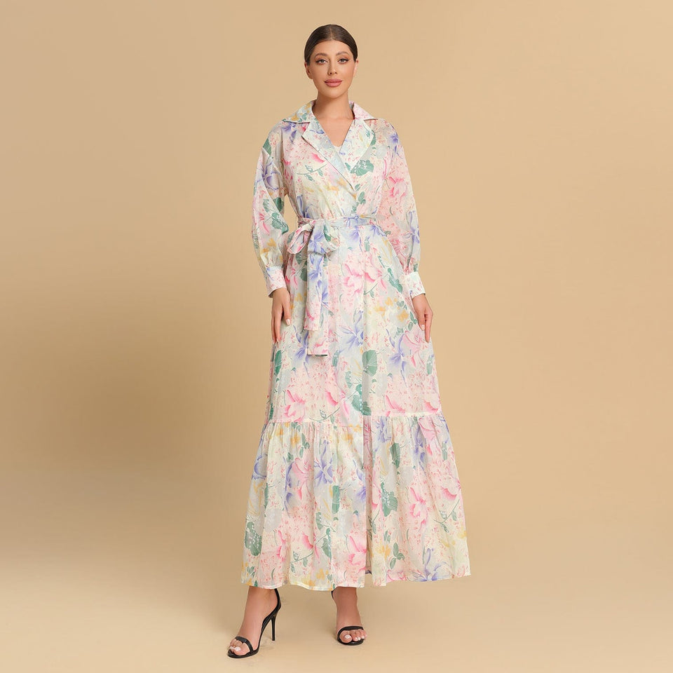 Pastel Floral Chiffon wrap Dress - Noētic