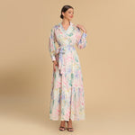 Pastel Floral Chiffon wrap Dress - Noētic