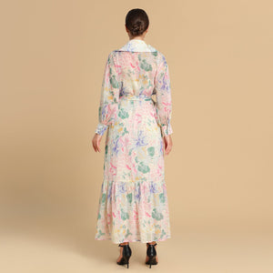 Pastel Floral Chiffon wrap Dress - Noētic