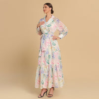 Pastel Floral Chiffon wrap Dress - Noētic