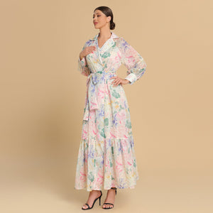 Pastel Floral Chiffon wrap Dress - Noētic