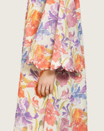 Peach Floral Maxi Dress with Square Neckline - Noētic