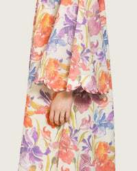 Peach Floral Maxi Dress with Square Neckline - Noētic