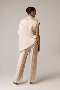Pearl Satin Asymmetrical Top and Pant Set - Noētic