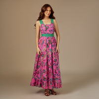 Pink Garden Cotton Maxi Dress - Noētic