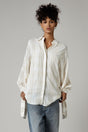 Plaid Viscose Cotton Blouse with Tie Wristbands - Noētic