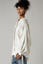 Plaid Viscose Cotton Blouse with Tie Wristbands - Noētic