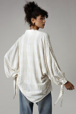 Plaid Viscose Cotton Blouse with Tie Wristbands - Noētic