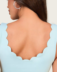 Powder Blue Scalloped Swimsuit Set with Skirt Cover-Up - Noētic