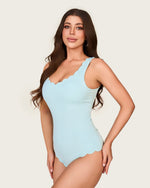 Powder Blue Scalloped Swimsuit Set with Skirt Cover-Up - Noētic