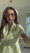 Yellow with Vibrant Summery Print Lightweight Linen Dress