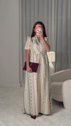 Striped Floral Linen Dress