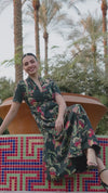 Black Floral Linen Dress