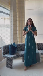 Teal Green Maxi Dress with Beaded Embellishments