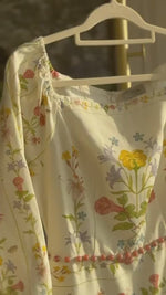 Floral Linen Dress with Hand-Beaded Waist