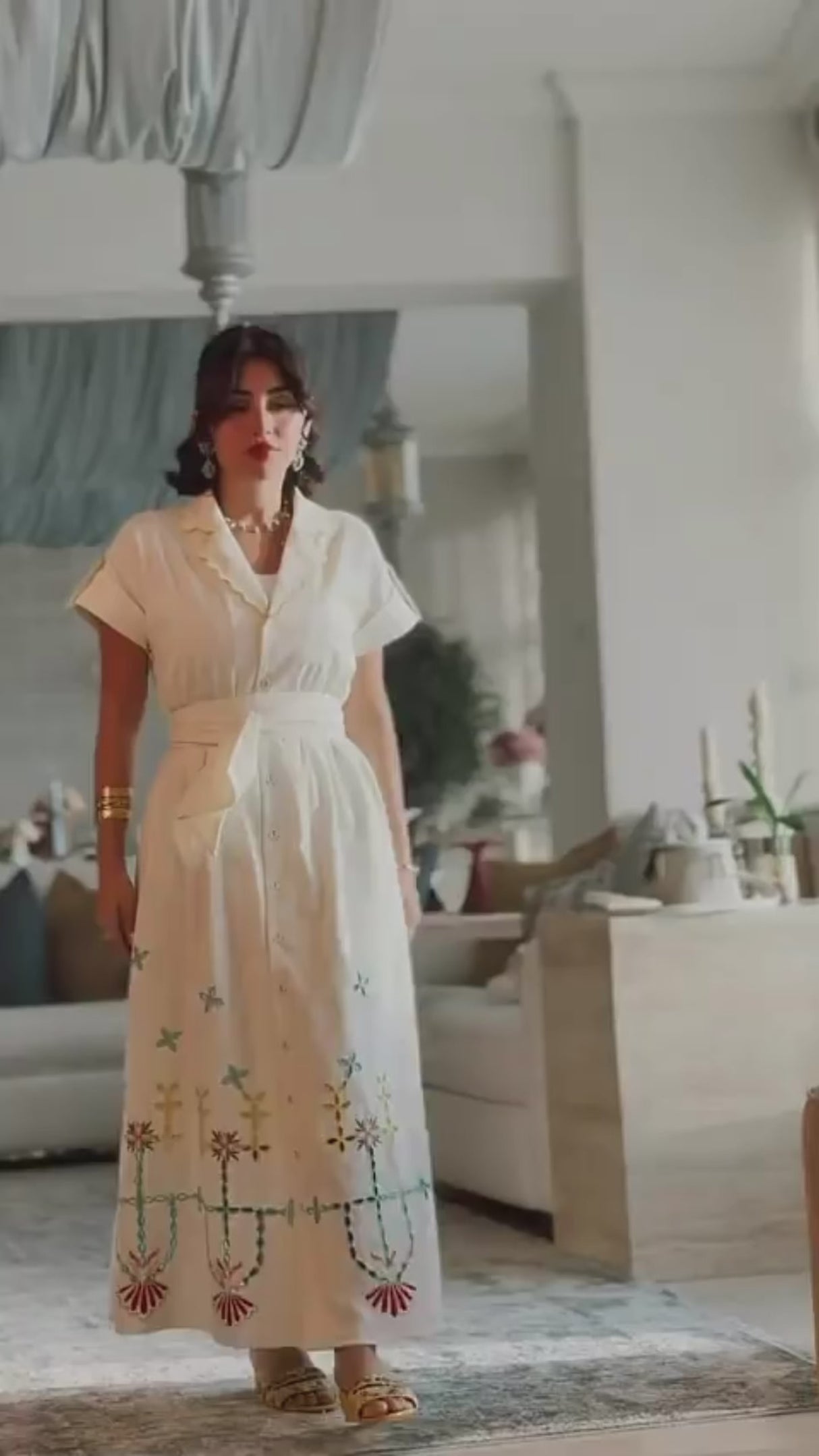 Ivory Bloom Linen Dress