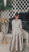Floral & Leopard Linen Shirt Dress with Braided Beaded Belt