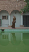 Olive Green Maxi Dress with Pearl Accents