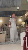 Embroidered Floral Linen Dress with Three Back Bows
