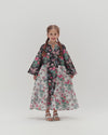 Girls Floral Cotton Dress with Tie Neck and Tassels