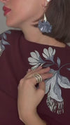 Burgundy Embellished Crepe Cape Dress