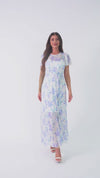 Floral Mesh Maxi Dress with Waist Belt