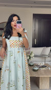 Botanical Poplin Maxi Dress with Tie Straps, Smocked Back & Pockets