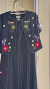 Black Embroidered Ankle Length Dress with Cropped Jacket