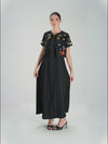 Black Embroidered Ankle Length Dress with Cropped Jacket