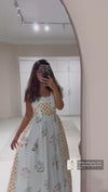 Botanical Poplin Maxi Dress with Tie Straps, Smocked Back & Pockets