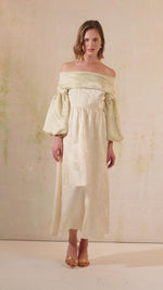 Off-Shoulder Classic Satin Jacquard Dress