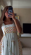 Botanical Poplin Maxi Dress with Tie Straps, Smocked Back & Pockets