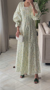 Luxury Poplin A-Line Ankle Length Dress with Floral Print & V-Neck