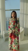 Floral Fruity Printed Maxi Kaftan with Tie Neckline