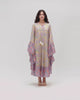 Printed Flowy Kaftan Dress with Soft Multicolor Motifs and Tassels